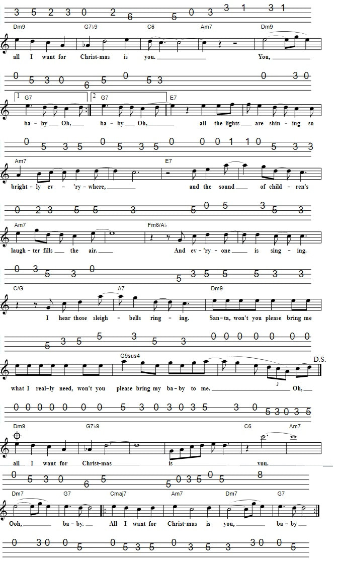 All I Want For Christmas Is You Mandolin Banjo Tab with chords
