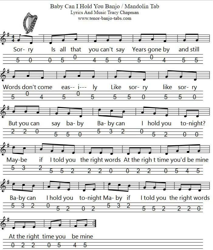 Baby can I Hold you sheet music notes for mandolin