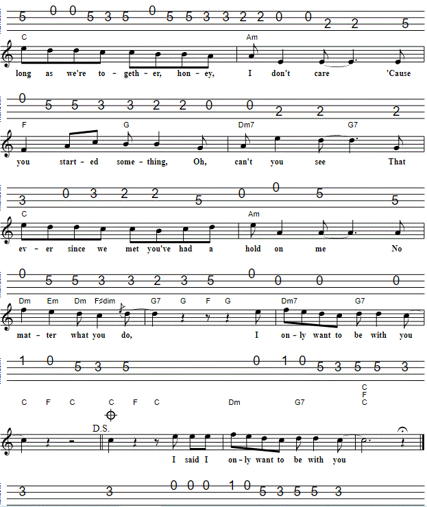 I Only Wanna Be With You Sheet Music And Mandolin Tab part two