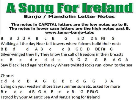 A song for Ireland banjo / mandolin letter notes