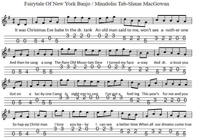 Fairytale of new york banjo / mandolin tab