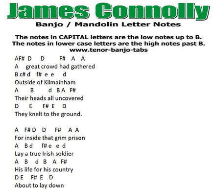 James Connolly banjo / mandolin letter notes