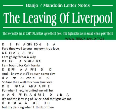 The leaving of Liverpool banjo mandolin letter notes