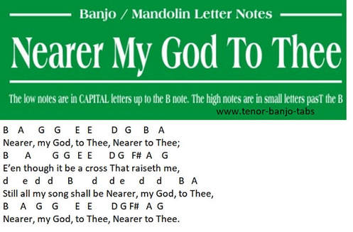 Nearer My God To Thee banjo letter notes