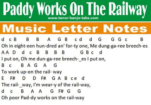 Paddy works on the railway music notes