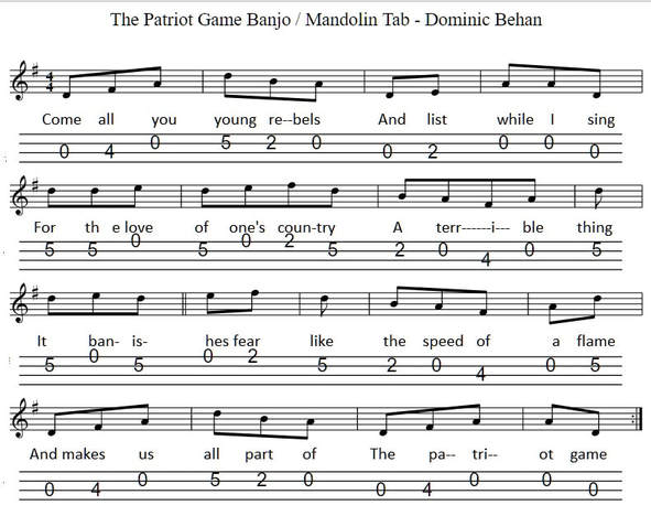 The patriot game banjo mandolin tab