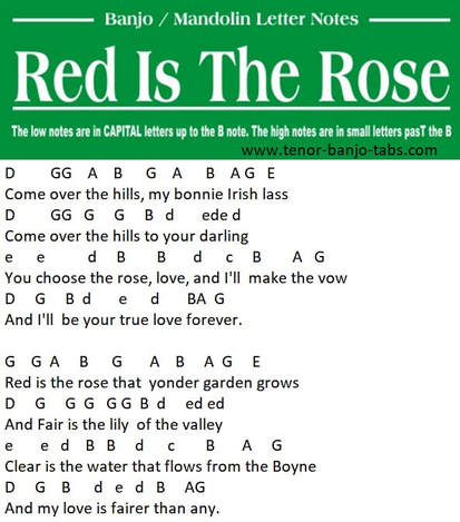 Red is the rose mandolin / banjo letter notes