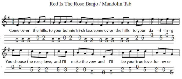 Red is the rose banjo / mandolin tab
