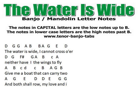 The water is wide banjo letter notes