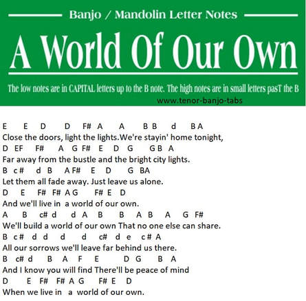 A World of our own banjo / mandolin letter notes