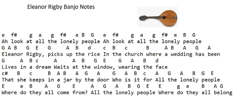 Eleanor Rigby mandolin letter notes by The Beatles