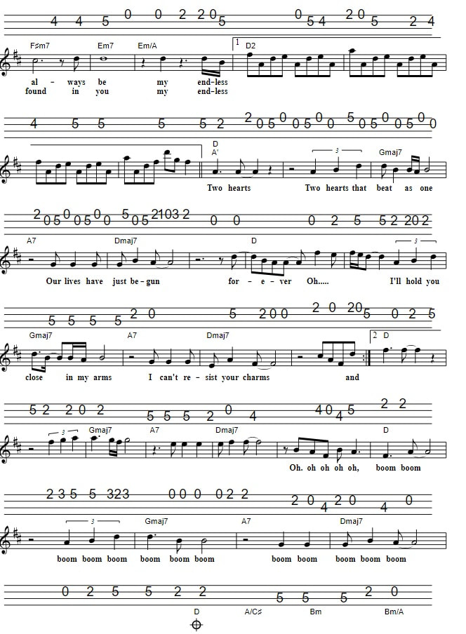 Endless Love Sheet Music And Mandolin Tab part two with chords