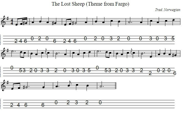 Fargo theme tune mandolin tab