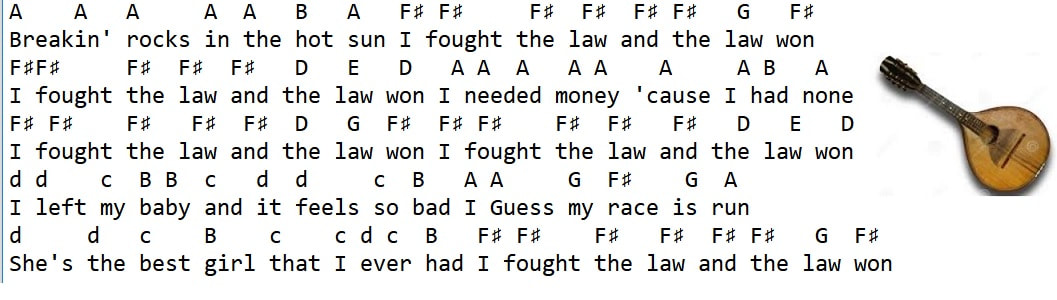 i fought the law music letter notes