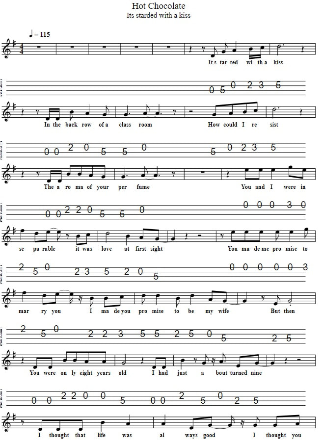 ​It Started With A Kiss Mandolin Sheet Music Tab