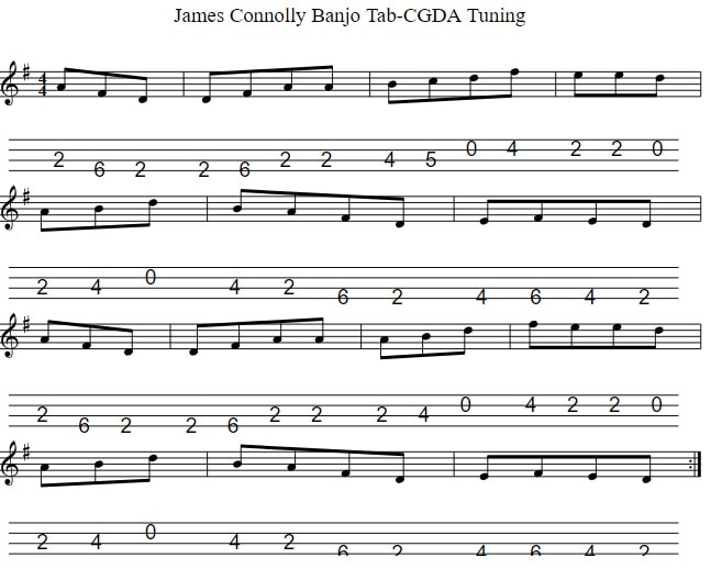 James Connolly Mandolin Tab in CGDA Tuning