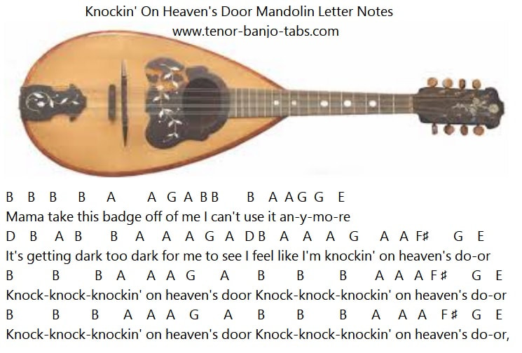 Knockin' on Heaven's door easy version of Mandolin notes