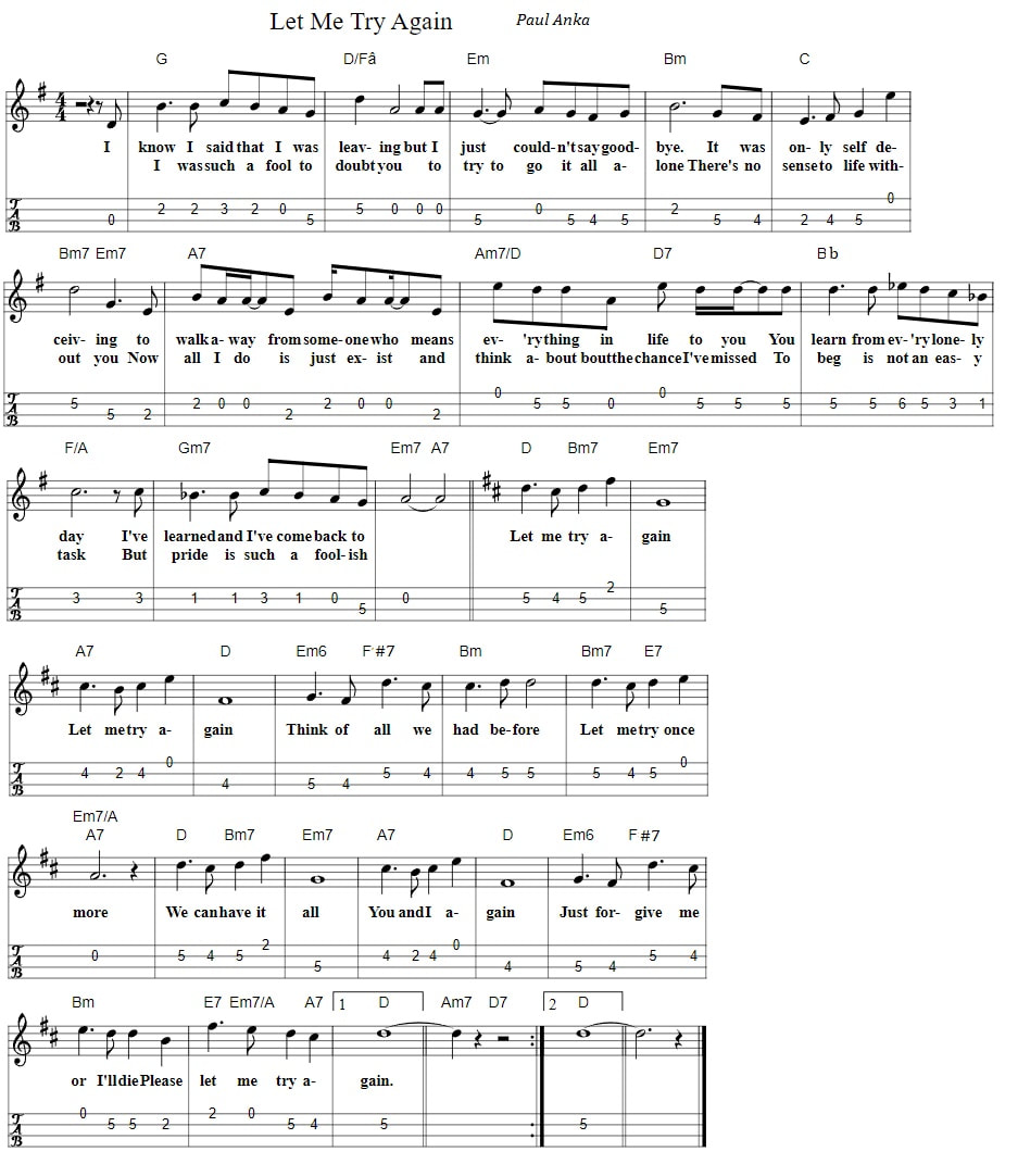 Let me try again sheet music with chords