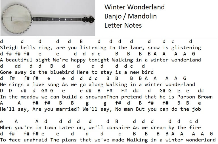 winter wonderland banjo / mandolin letter notes