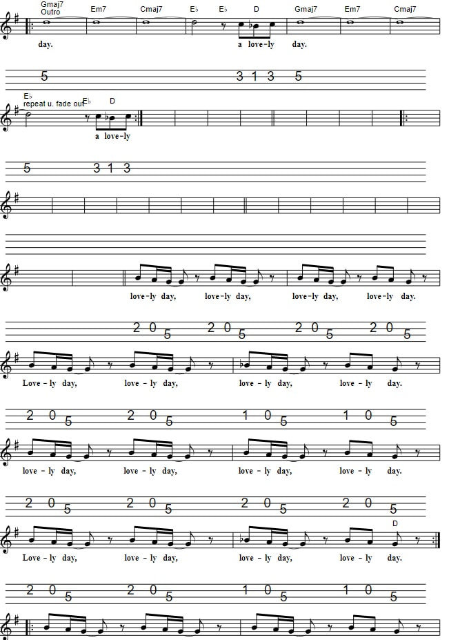 Lovely Day Mandolin Sheet Music Tab By Bill Withers