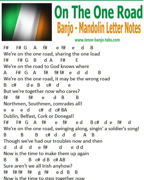mandolin letter notes for we're on the one road