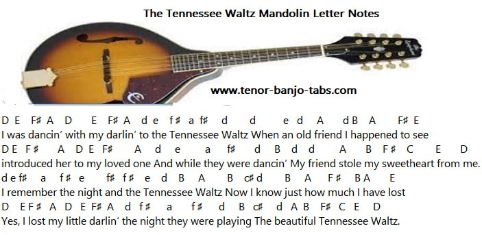 Easy mandolin letter notes for Tennessee Waltz