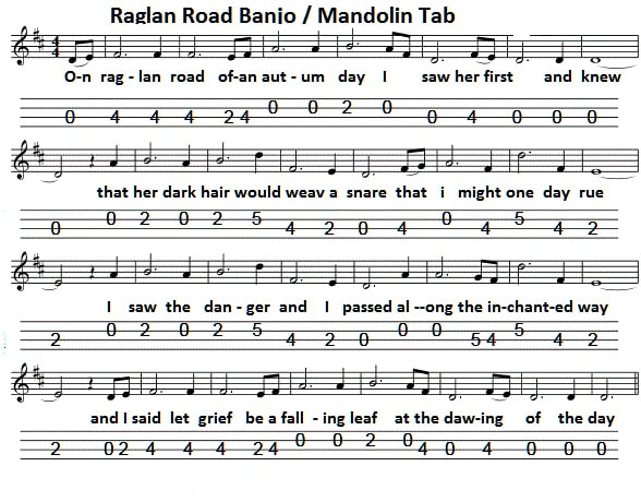 Raglan Road Banjo Tab