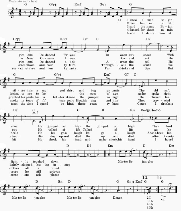 Mr. Bojangles easy sheet music with chords