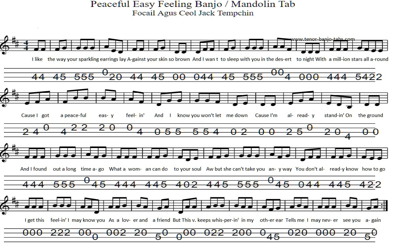Peaceful easy feeling sheet music by The Eagles