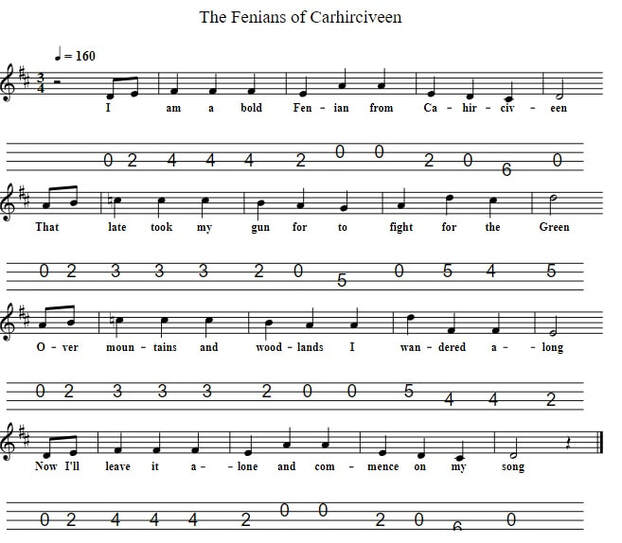 The Fenians Of Carhirciveen Sheet Music And Mandolin Tab