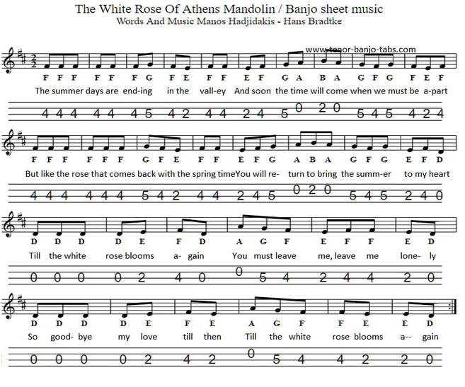 White rose of Anthens sheet music for mandolin
