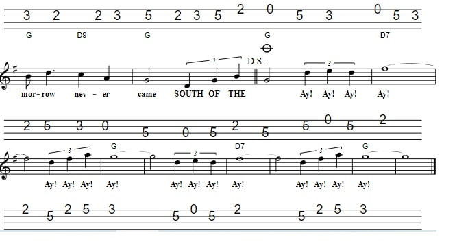 South of the border mandolin tab with chords