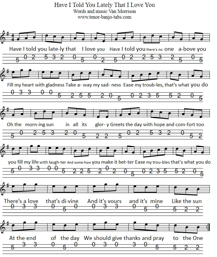 Have I told you lately that I love you mandolin sheet music tab