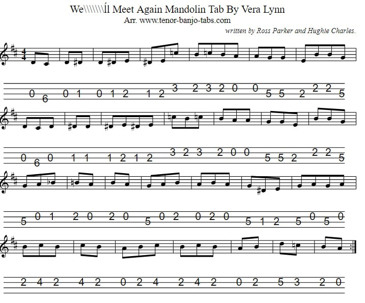 We'll Meet Again Mandolin Tab By Vera Lynn