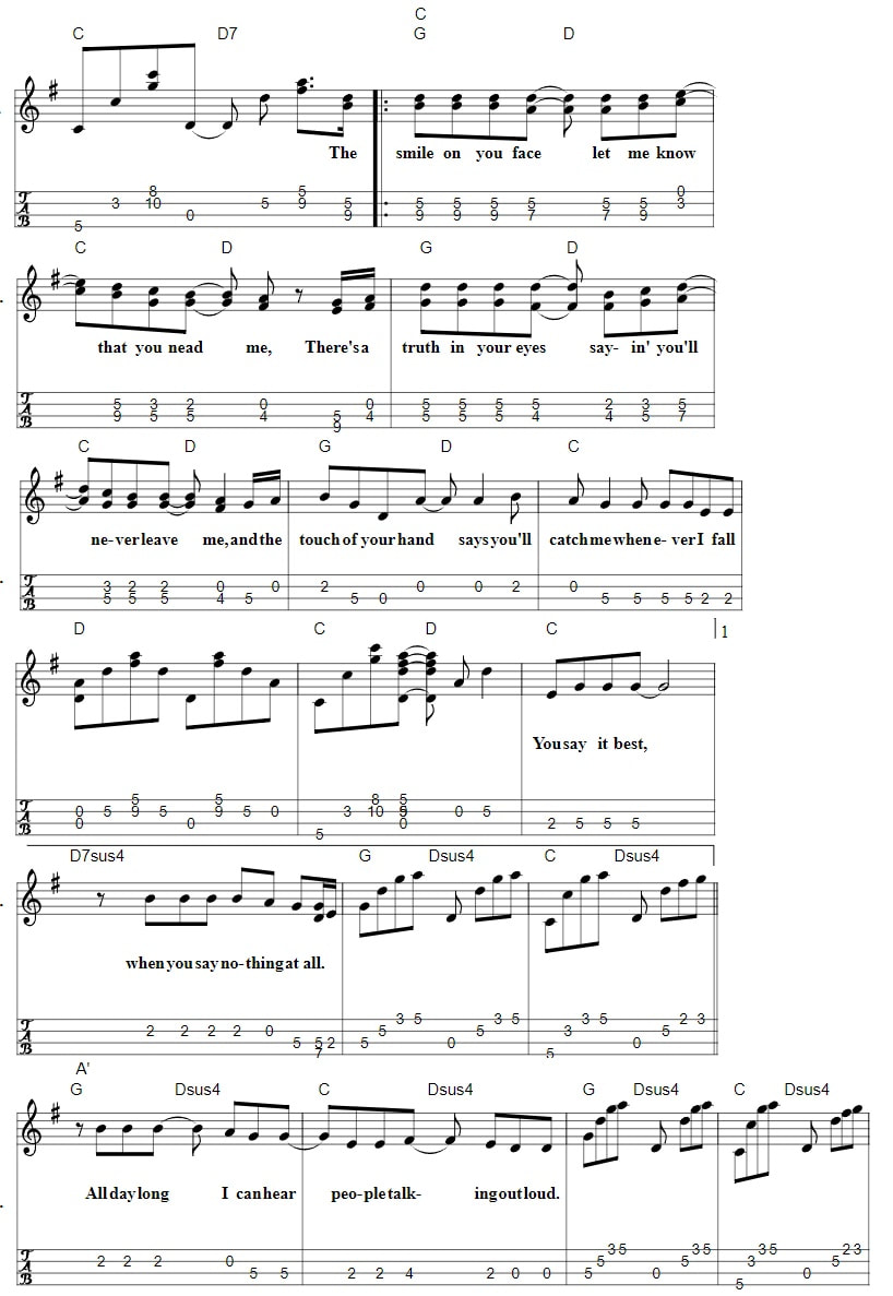 When you say nothing at all mandolin tab with chords page two