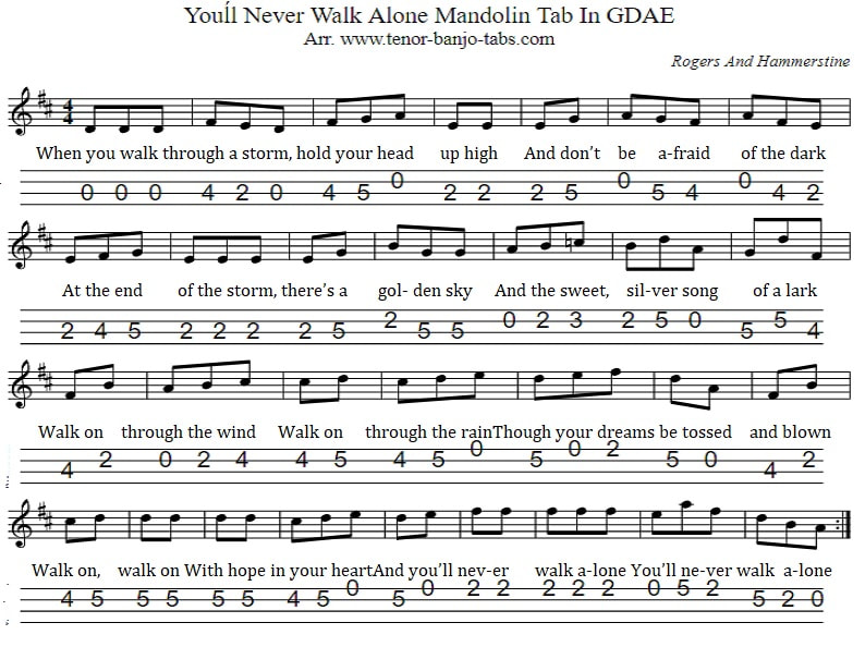 You'll Never Walk Alone Mandolin Tab in GDAE