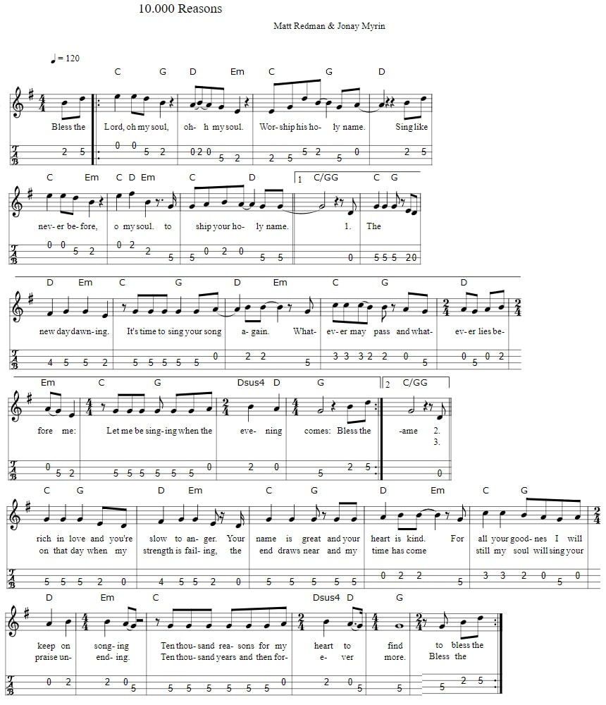 10000 Reasons Bless The Lord Mandolin Sheet Music With Piano Chords