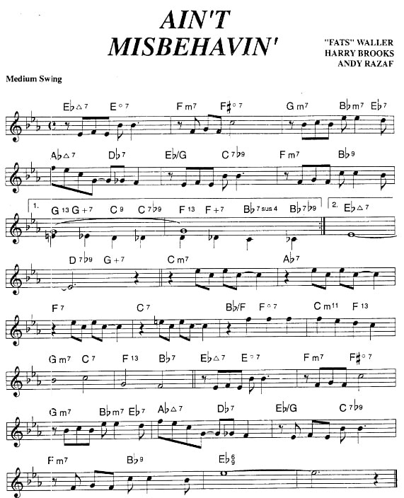 Aint misbehaving piano sheet music with chords