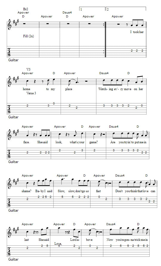 All right now guitar tab and power chords by free part three