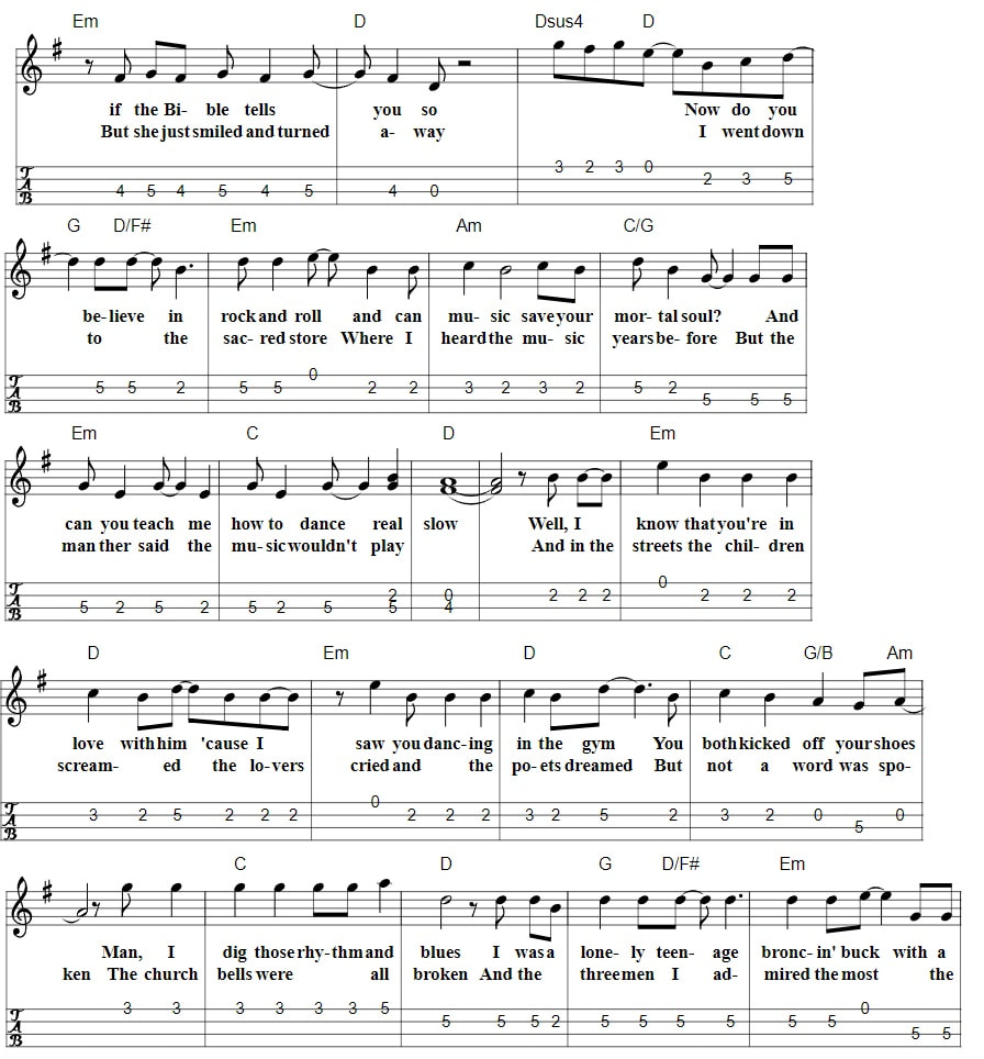 American Pie Banjo Mandolin Tab part two