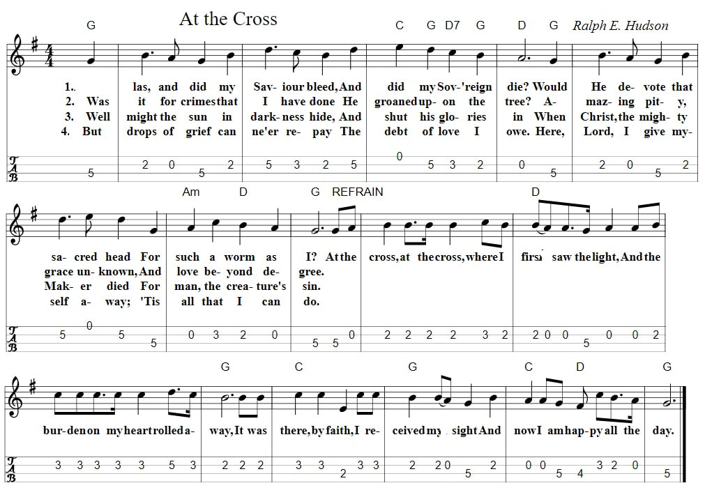 At the Cross hymn sheet music mandolin tab with chords