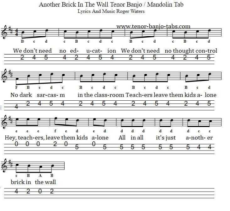 Another Brick In The Wall Mandolin tab