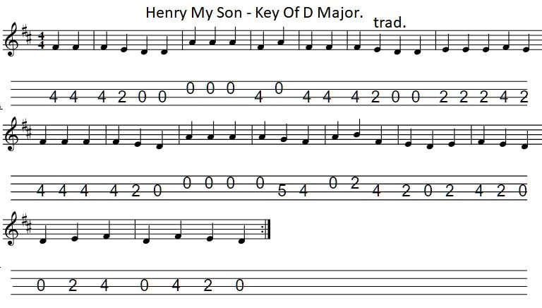 Henry my son key of d on banjo
