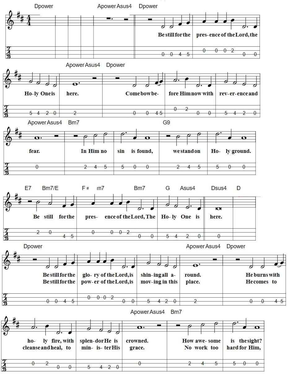 Be still in the presence of The Lord piano sheet music with chords
