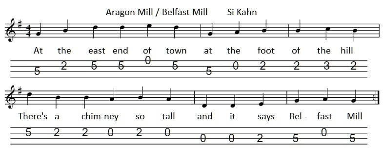 Belfast Mill banjo tab