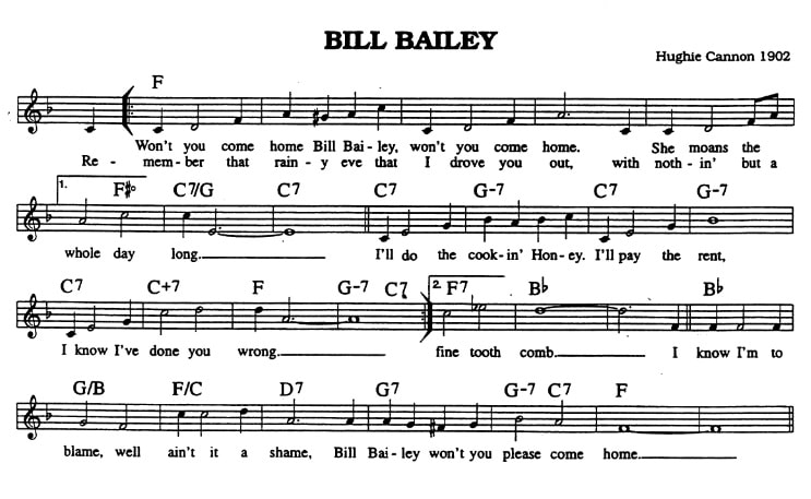 Bill Bailey piano sheet music with chords