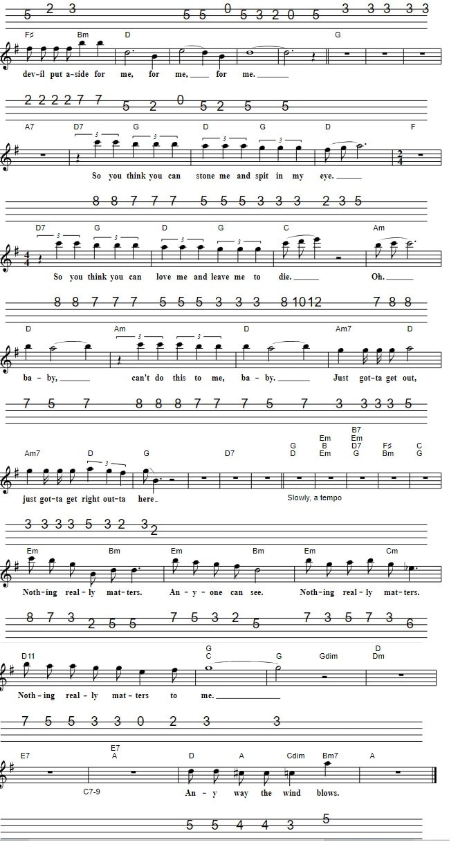 Bohemian Rhapsody full mandolin sheet music tab part four