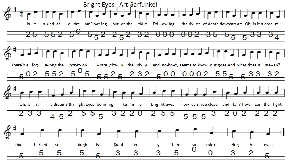 bright eyes sheet music key of G major