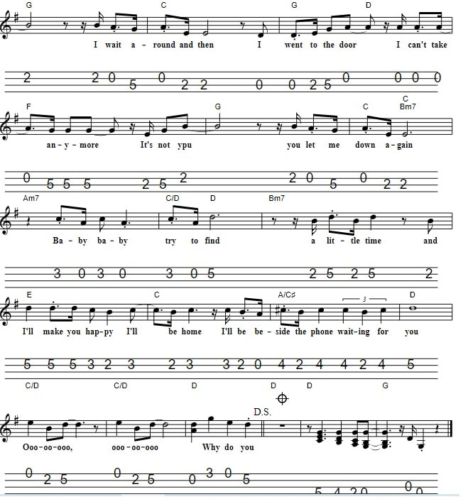 uild me up buttercup sheet music and mandolin tab PART TWO
