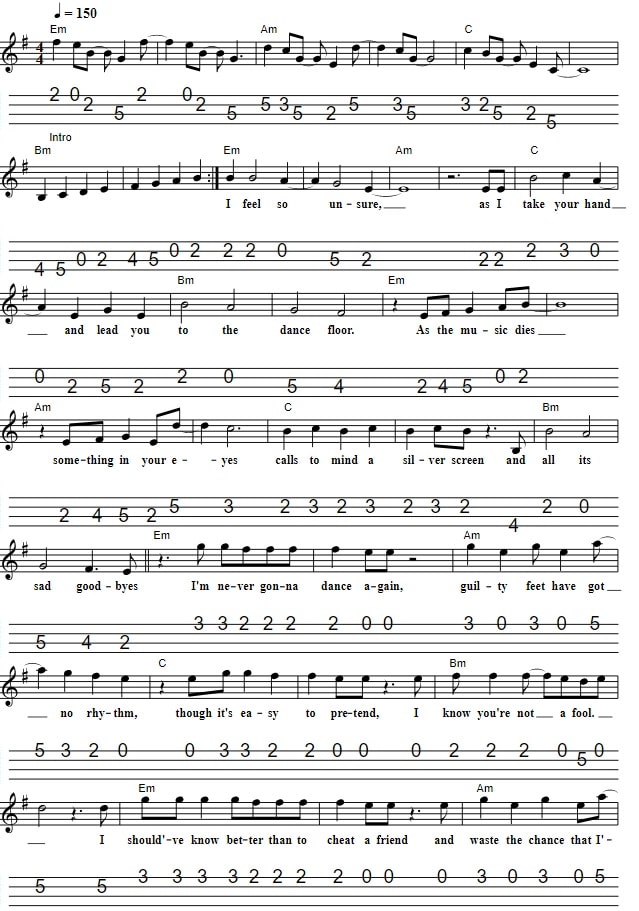 Careless Whisper Sheet Music Mandolin Tab By George Michael